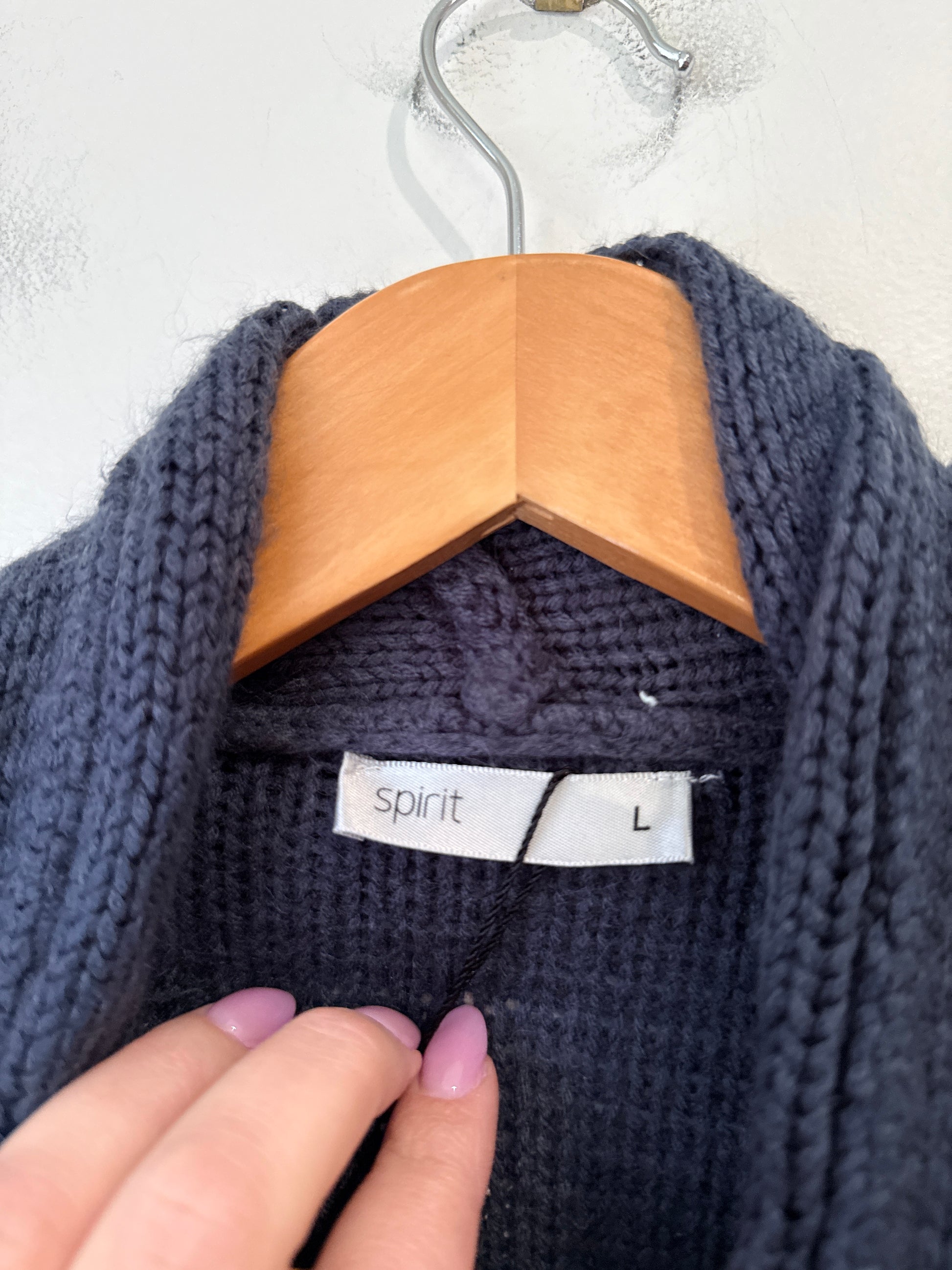 Spirit Waffle-knit Open-front Cardigan Size L