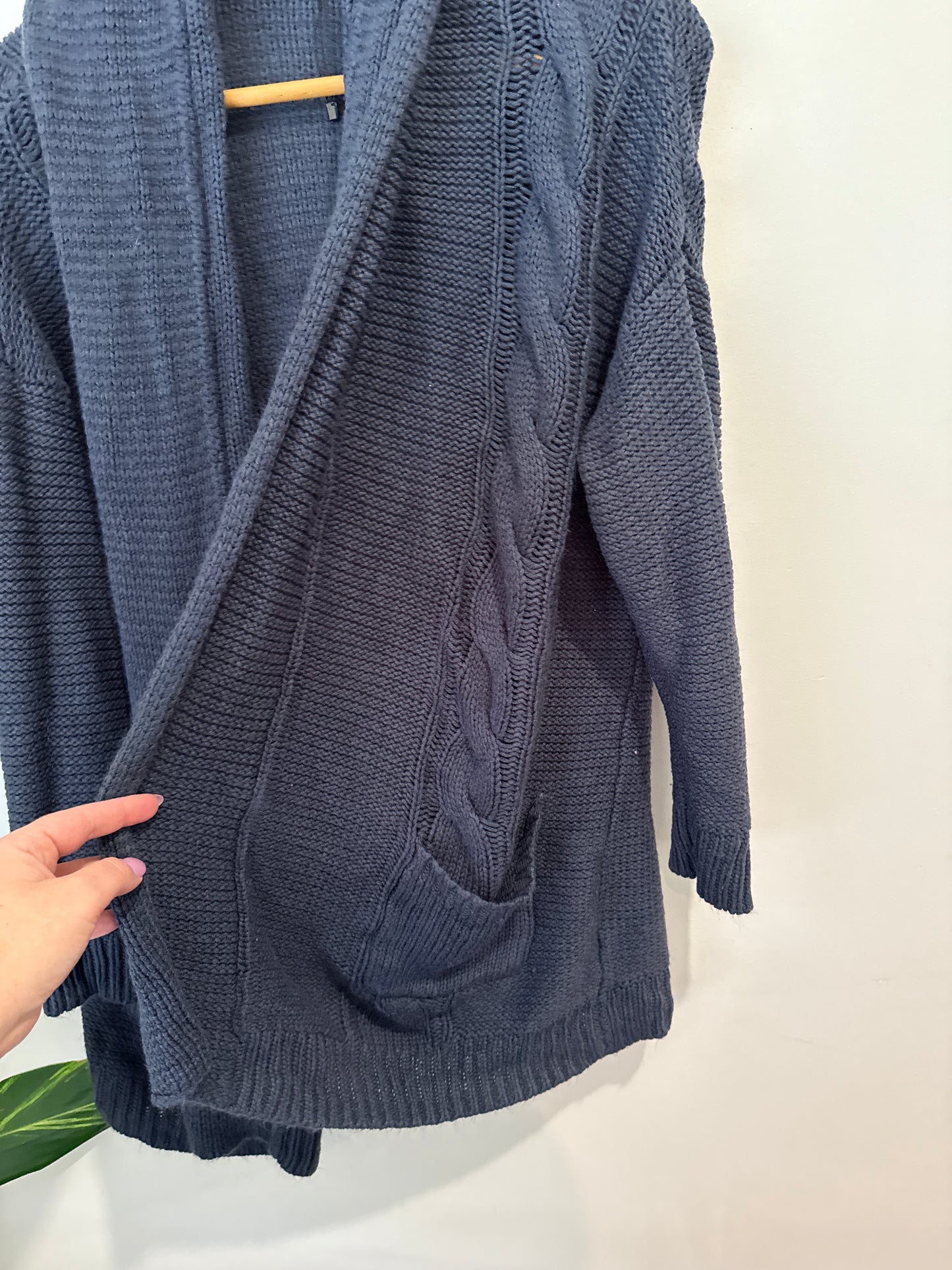 Spirit Waffle-knit Open-front Cardigan Size L