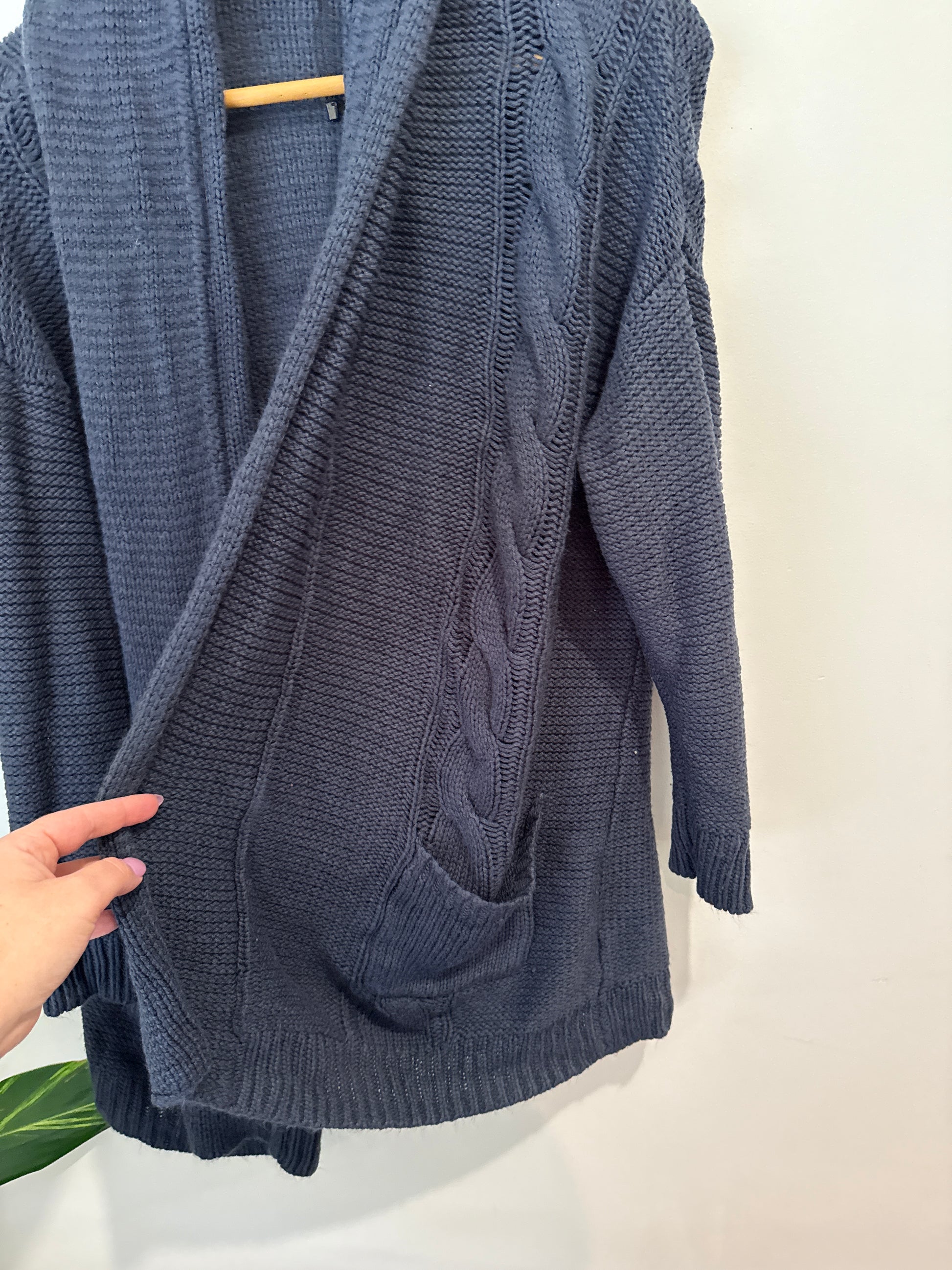 Spirit Waffle-knit Open-front Cardigan Size L