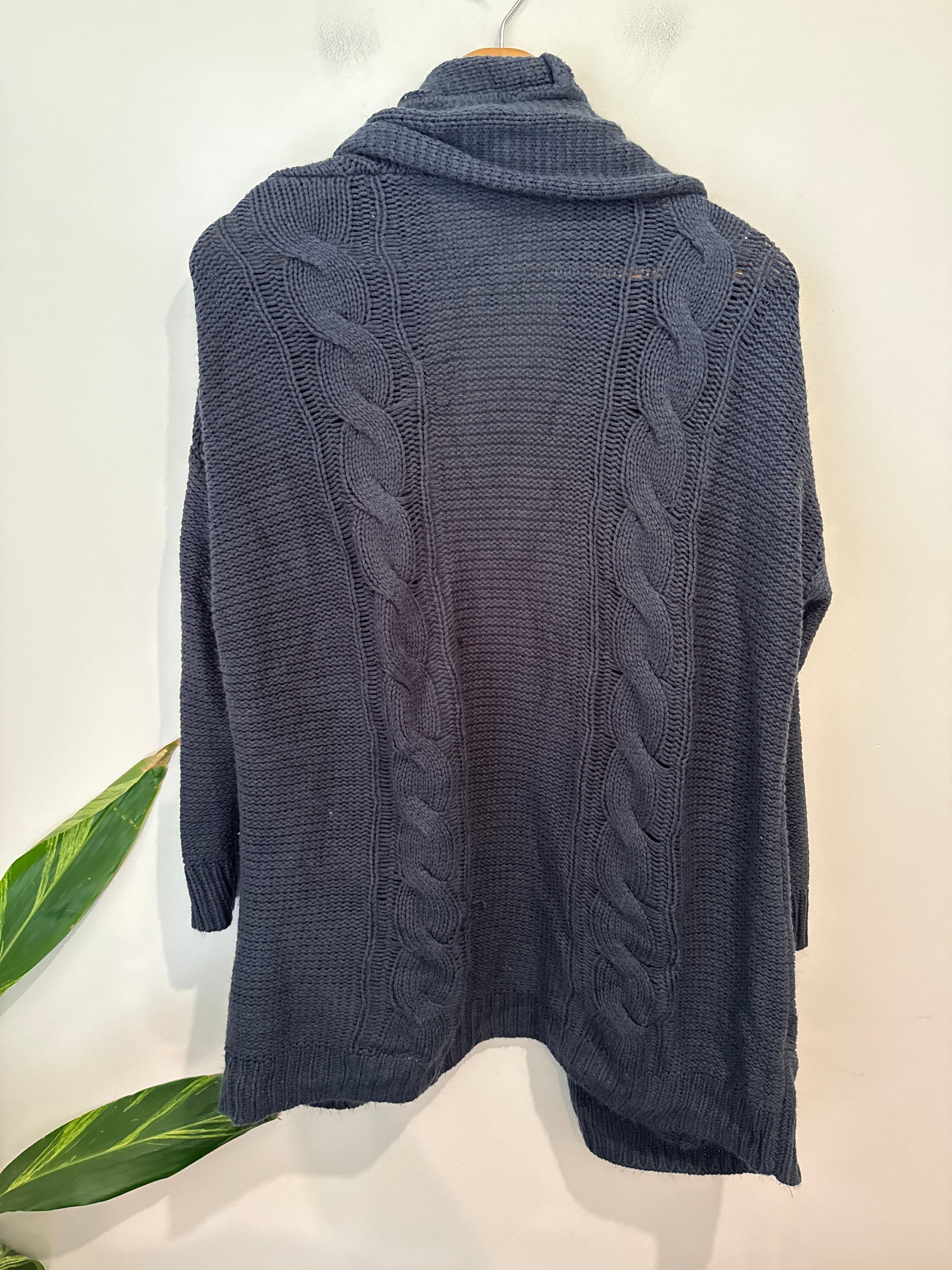 Spirit Waffle-knit Open-front Cardigan Size L