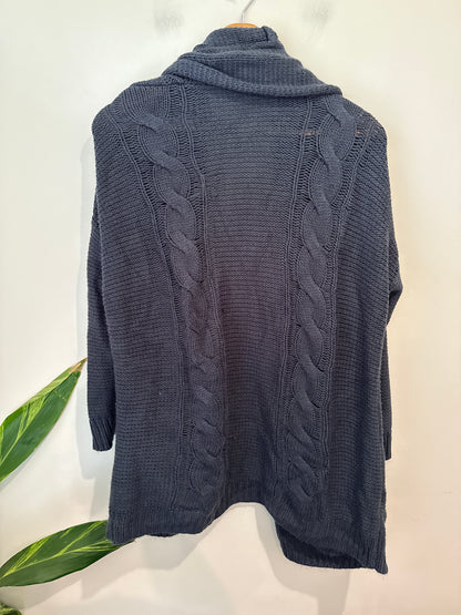 Spirit Waffle-knit Open-front Cardigan Size L