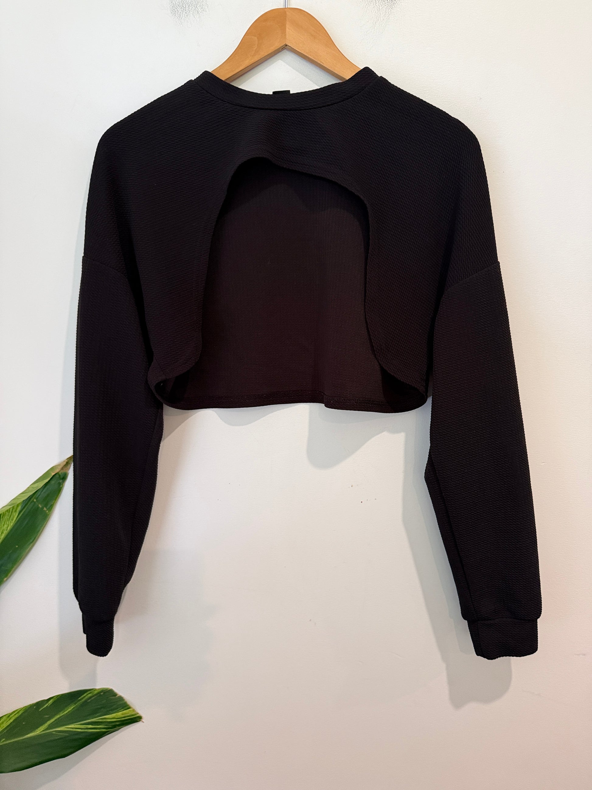 SHEIN Black Cropped Cut Out Top