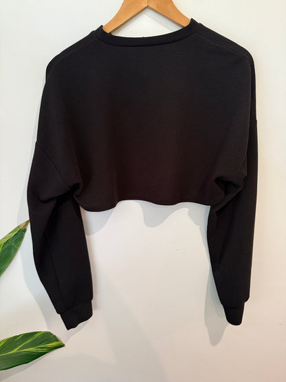 SHEIN Black Cropped Cut Out Top