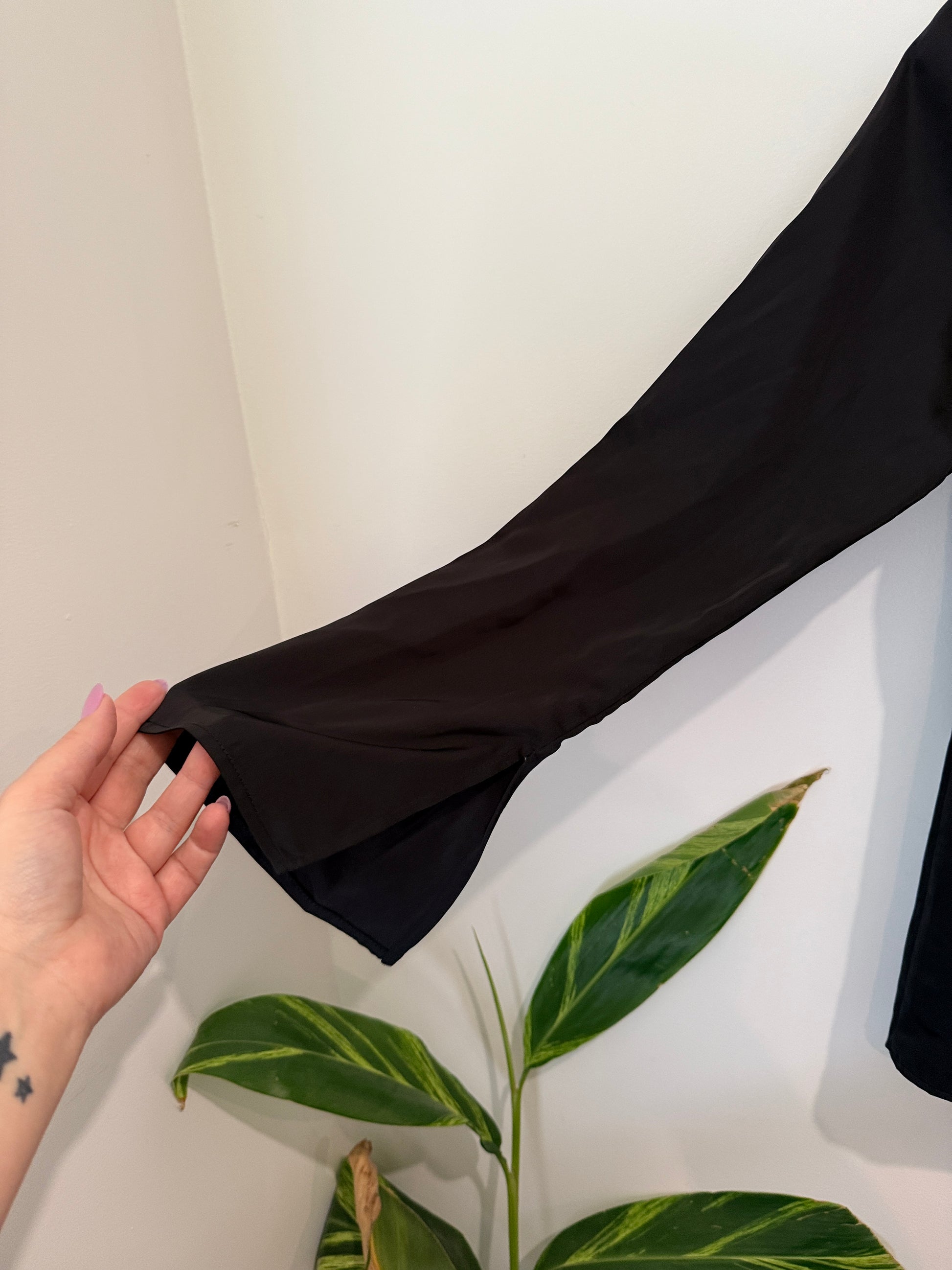 Anko Size 8 Black Satin Tie Front Blouse