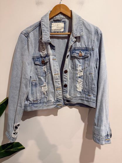 Cotton On Size 14 Light Wash Distressed Denim Jacket