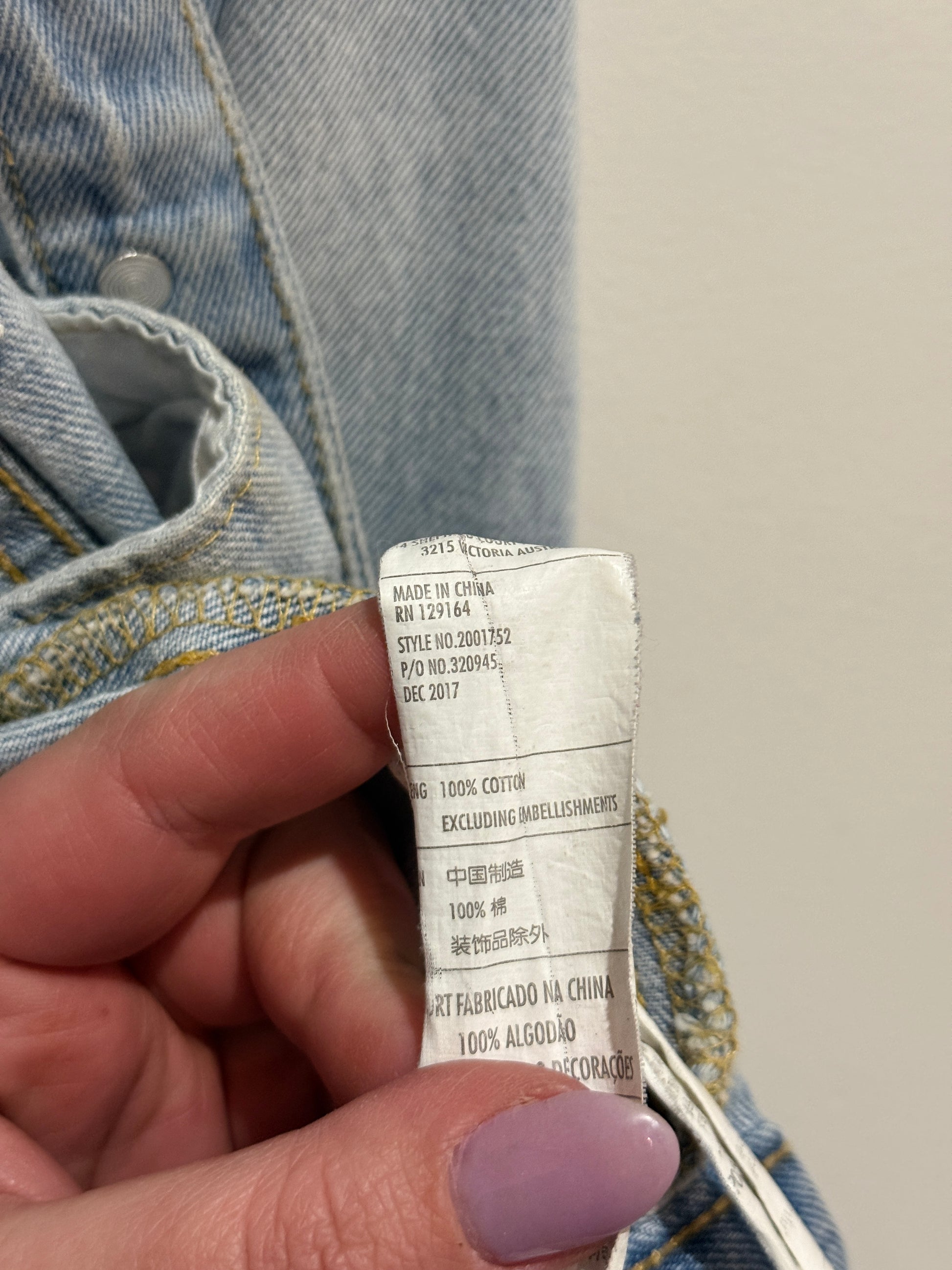 Cotton On Size 14 Light Wash Distressed Denim Jacket