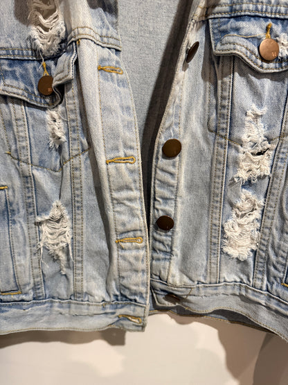 Cotton On Size 14 Light Wash Distressed Denim Jacket