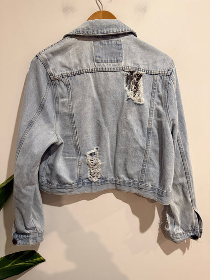 Cotton On Size 14 Light Wash Distressed Denim Jacket