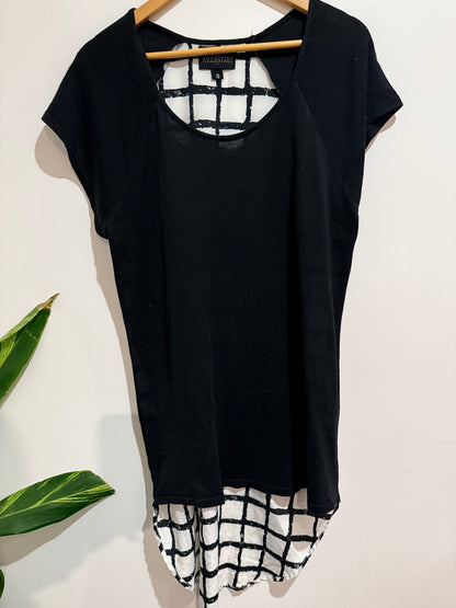 Augustine International Size S Black Grid Panel Dress