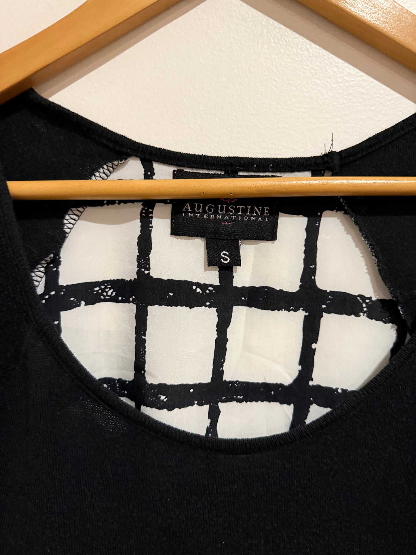 Augustine International Size S Black Grid Panel Dress