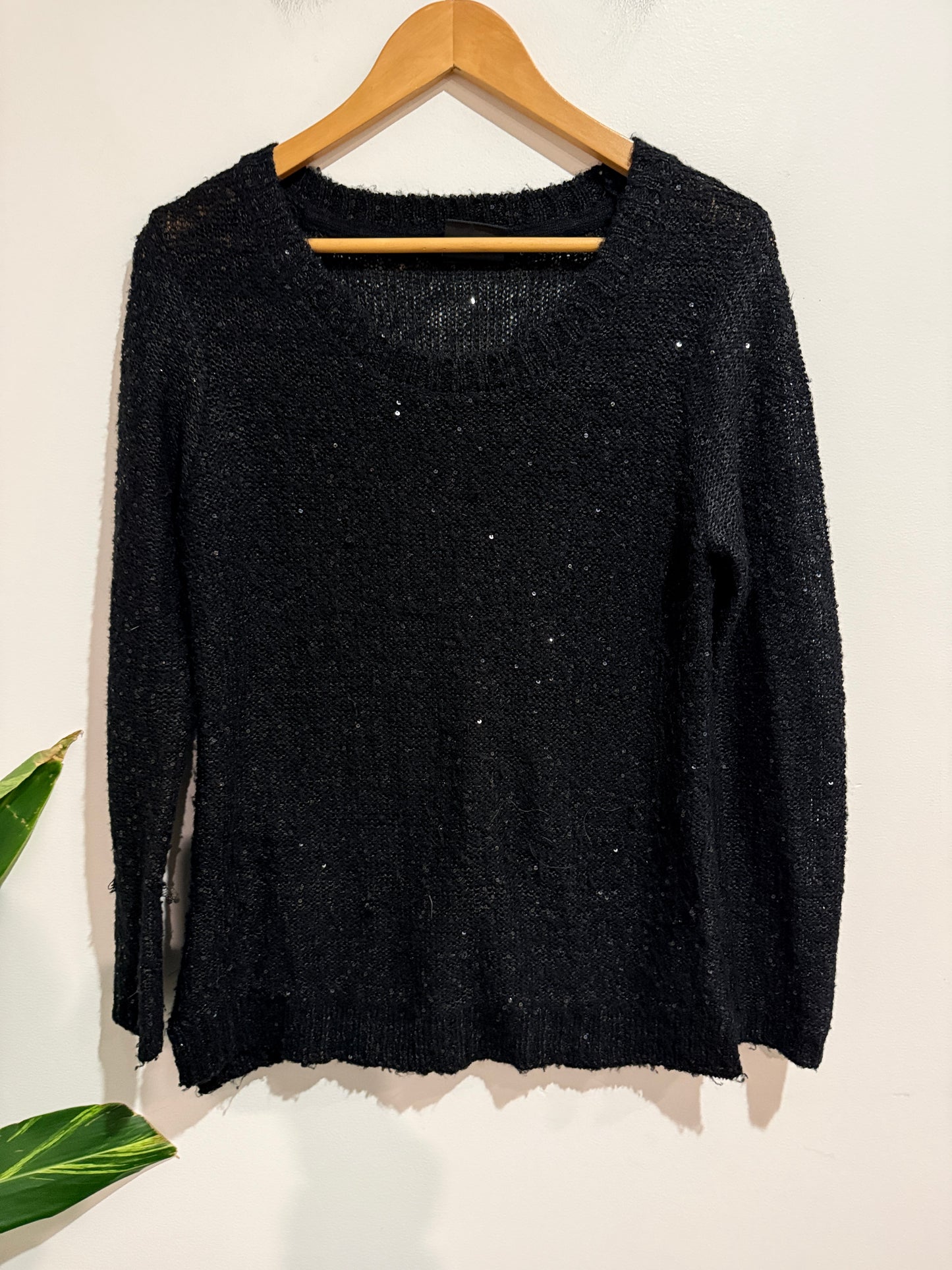Jeanswest Size S Black Textured Sequin Jumper