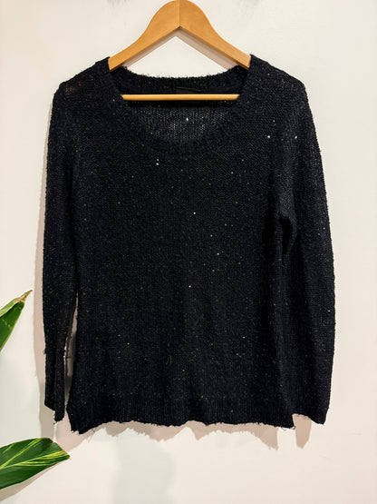 Jeanswest Size S Black Textured Sequin Jumper
