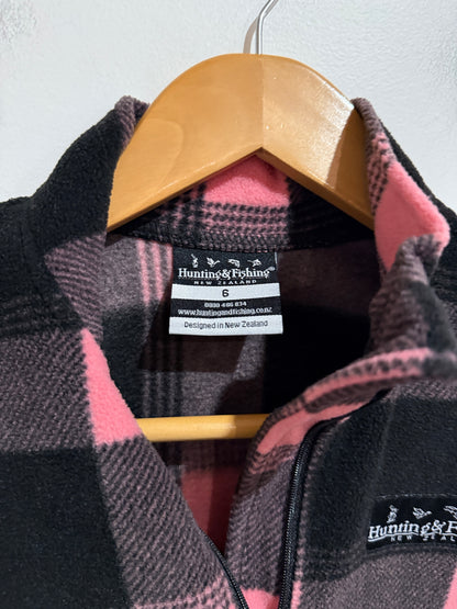 Hunting & Fishing NZ Size 6 Pink Plaid Fleece Pullover