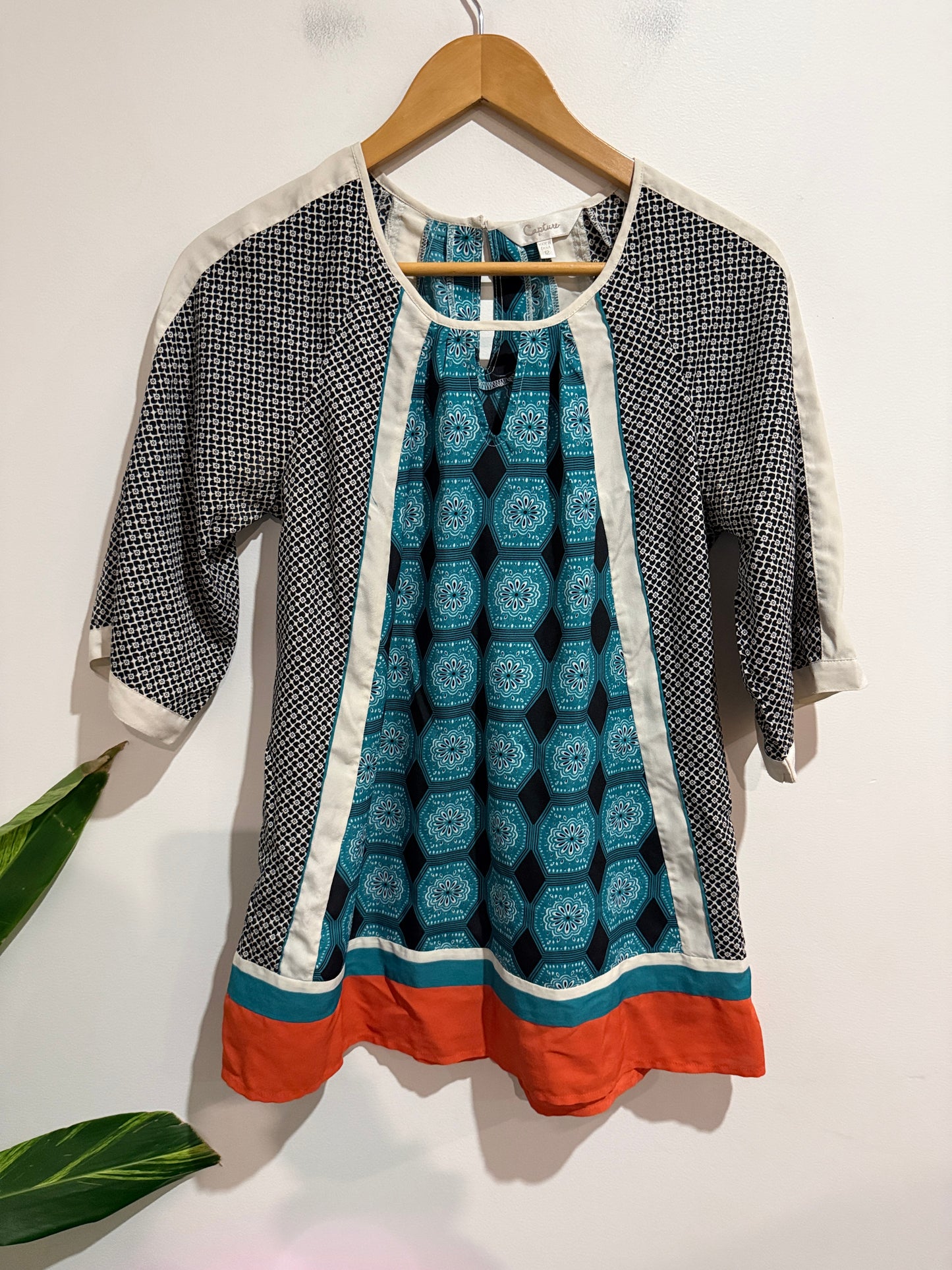 Capture Size 12 Teal Multi Print Top