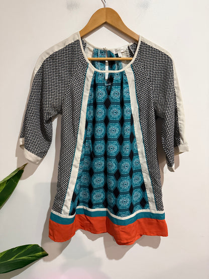 Capture Size 12 Teal Multi Print Top