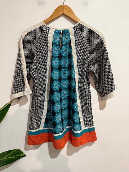 Capture Size 12 Teal Multi Print Top