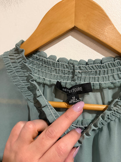 Repertoire Size 14 Sage Sheer Chiffon Blouse