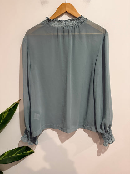 Repertoire Size 14 Sage Sheer Chiffon Blouse