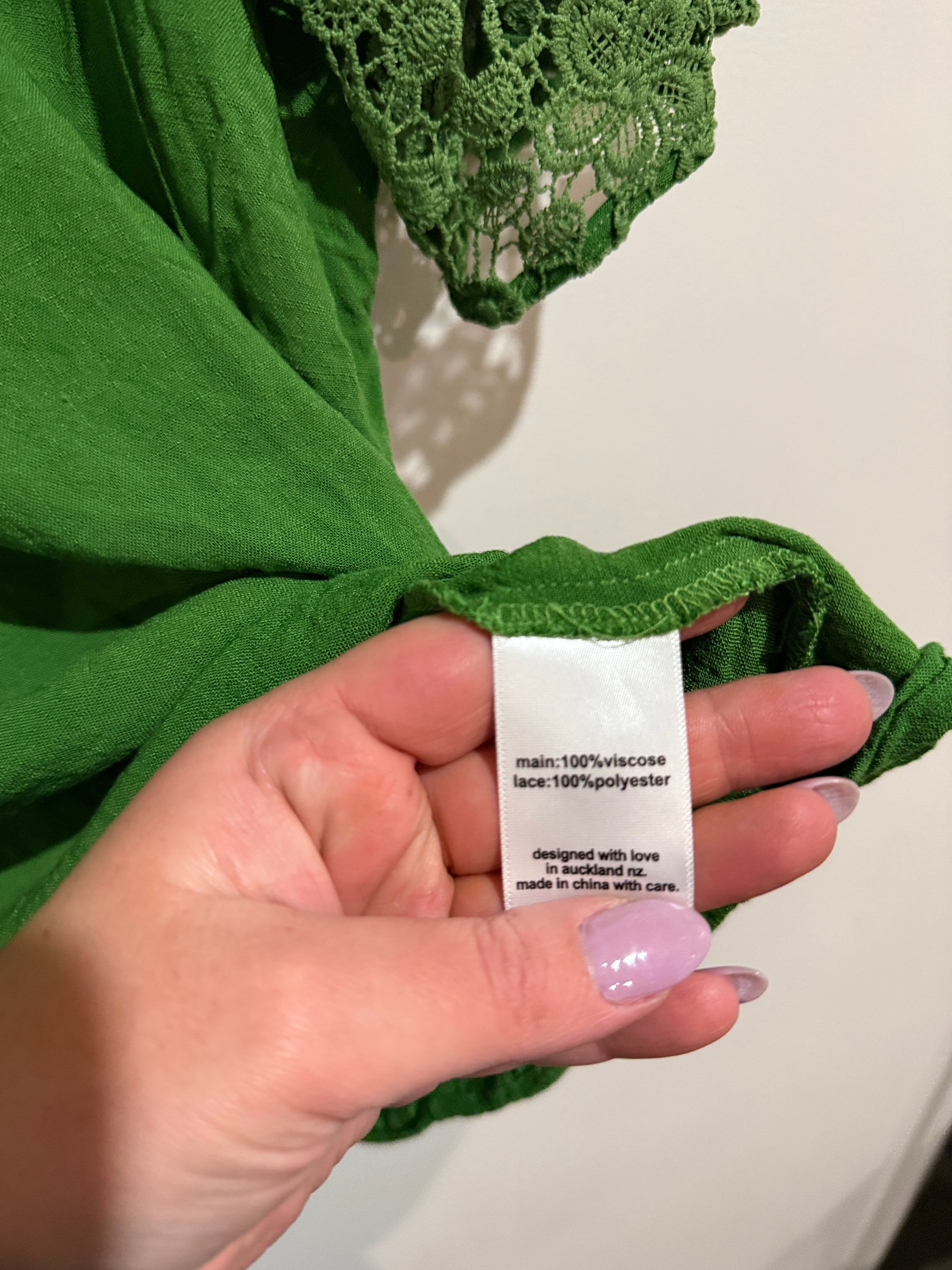 Gloss by Shine On Size 12 Green Crochet Lace Top