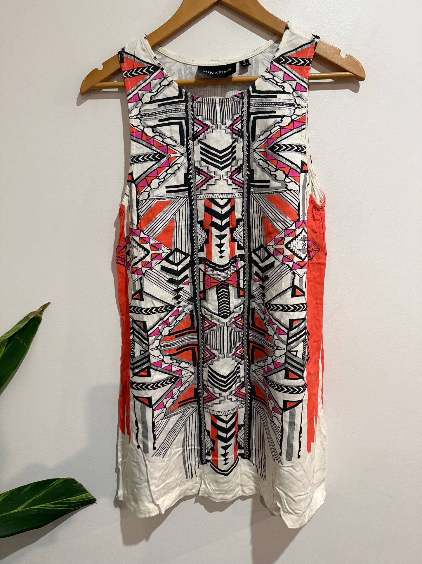 MINKPINK Size S Aztec Print Sleeveless Mini Dress
