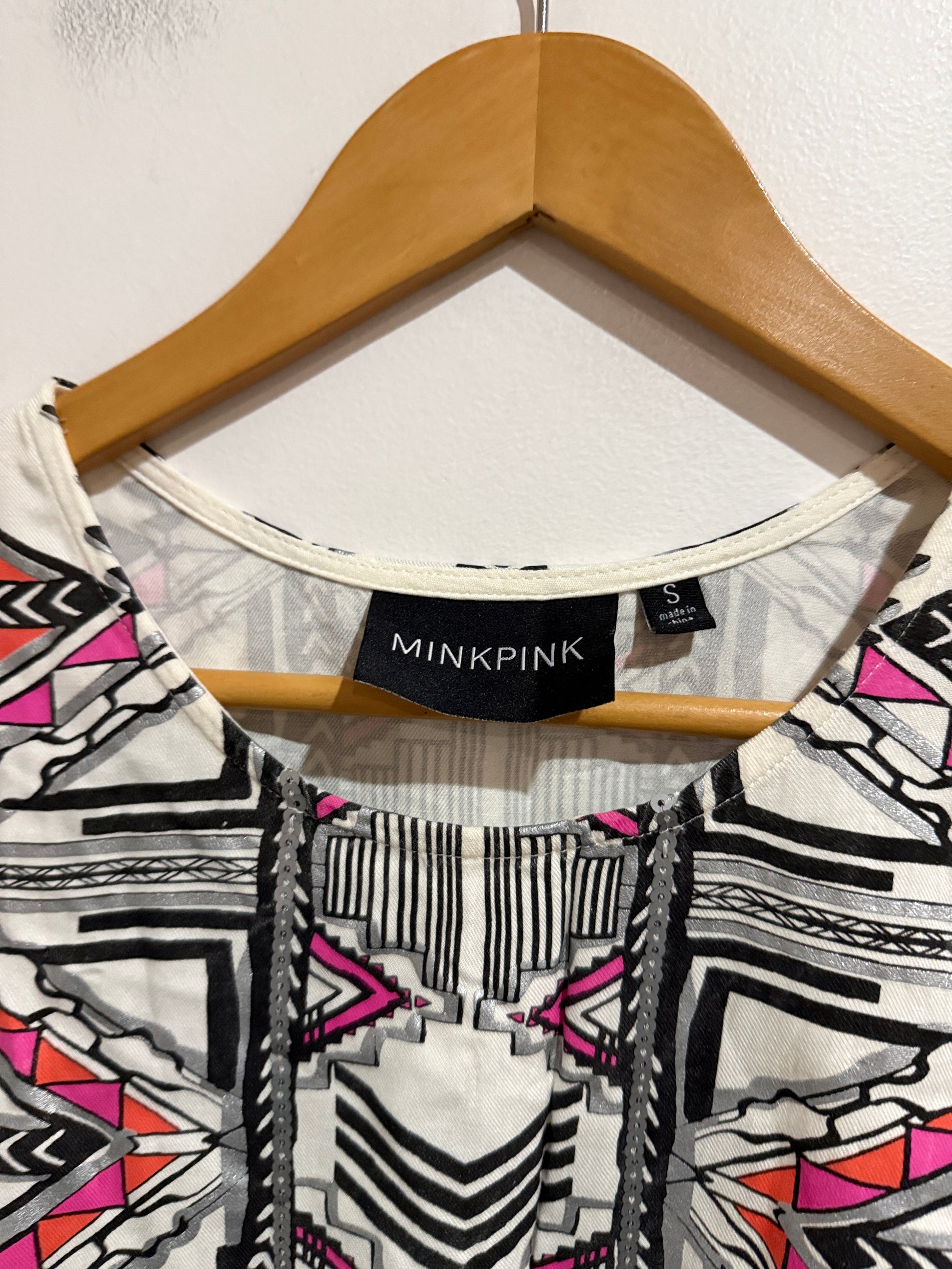 MINKPINK Size S Aztec Print Sleeveless Mini Dress