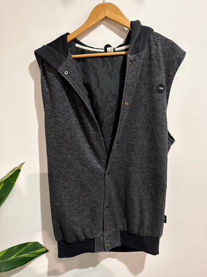 Ilabb Size L Grey Black Sleeveless Hooded Vest