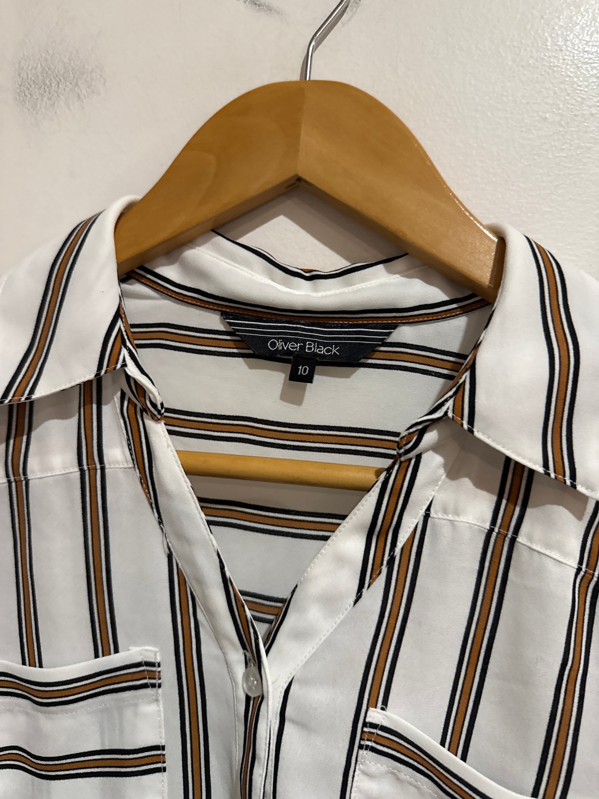 Oliver Black Size 10 Striped Button Up Shirt