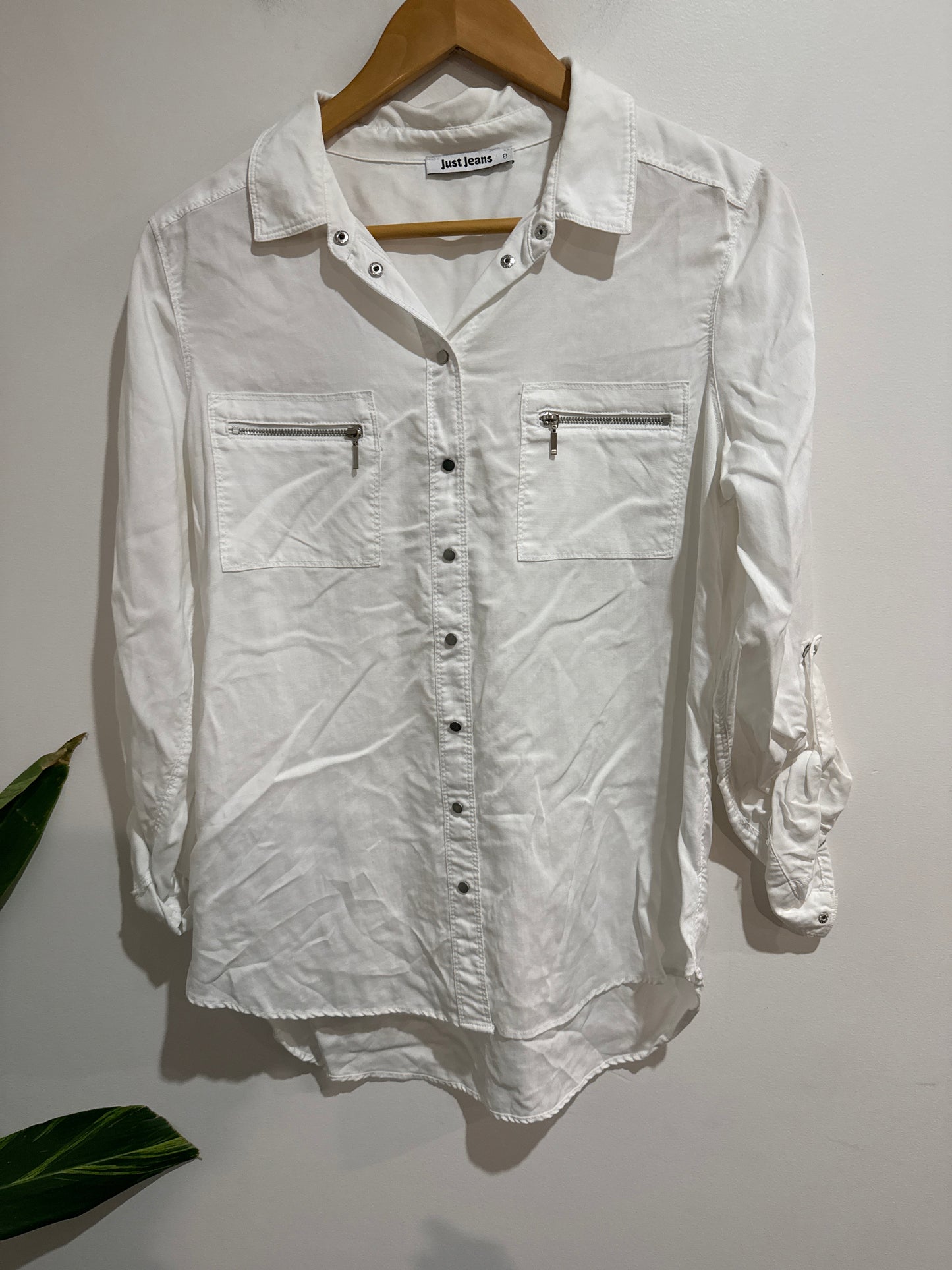 Just Jeans Utility Button-down Blouse Size 8