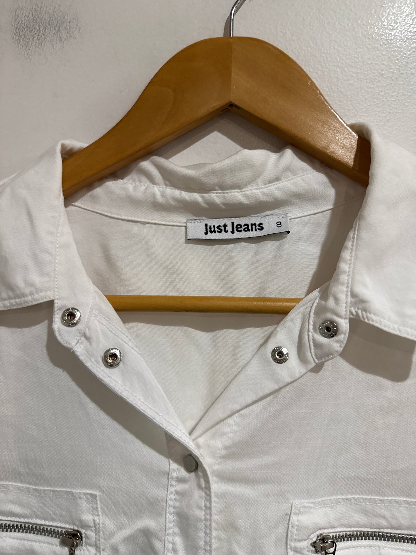 Just Jeans Utility Button-down Blouse Size 8