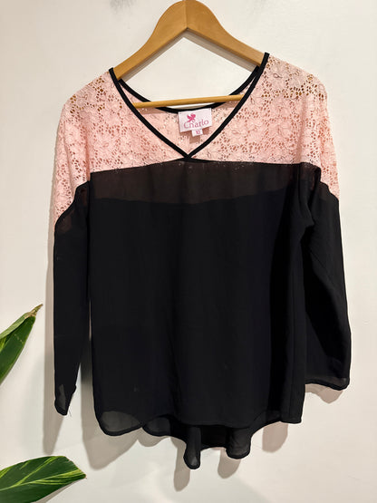 Charlo Floral Lace Colorblock Top Size 10