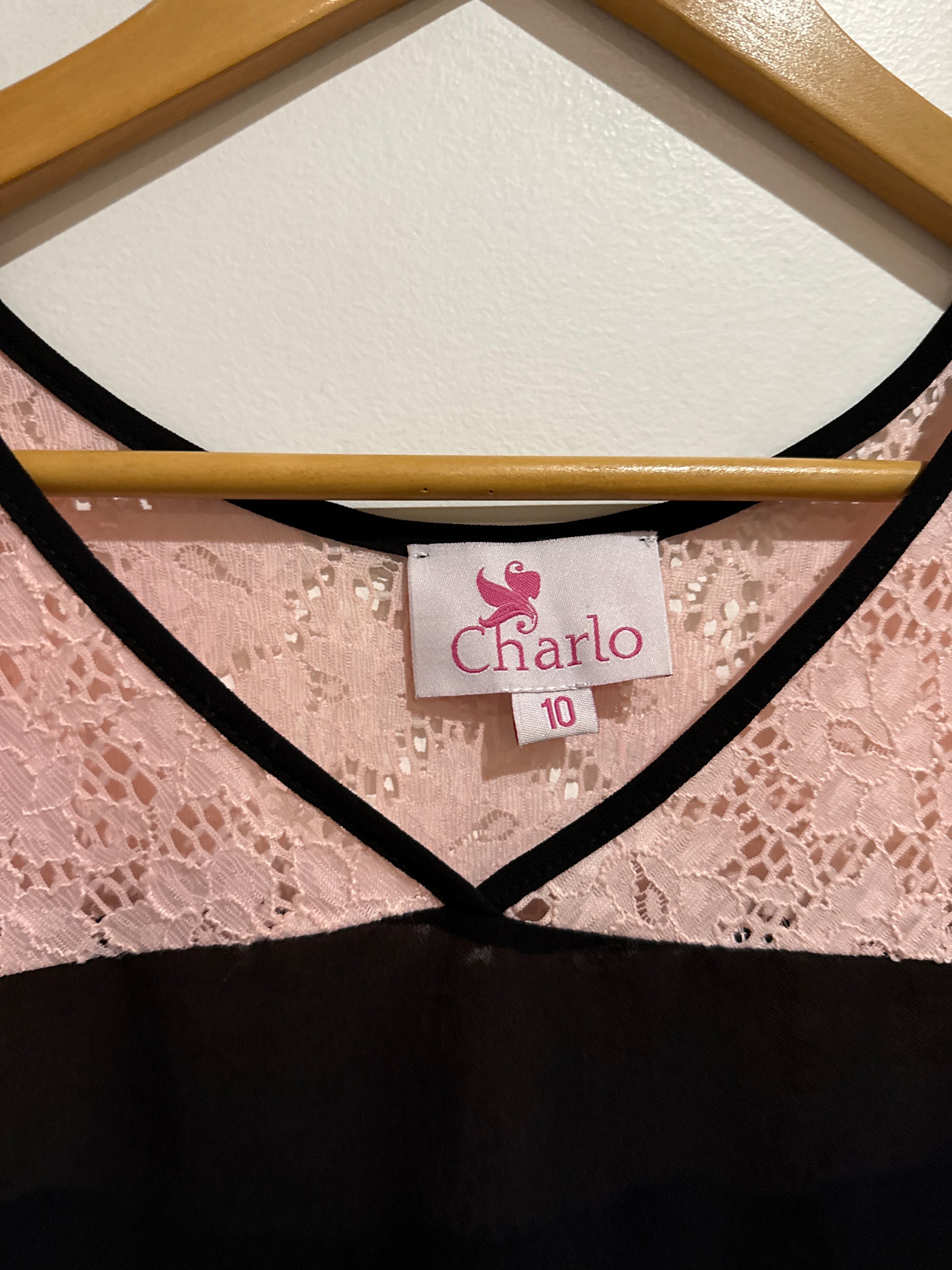 Charlo Floral Lace Colorblock Top Size 10