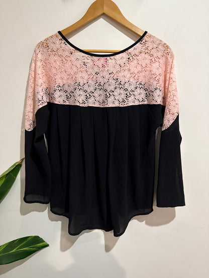 Charlo Floral Lace Colorblock Top Size 10