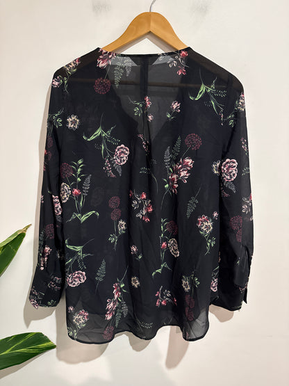 Capture Floral Print Long-sleeve Shirt Size 16