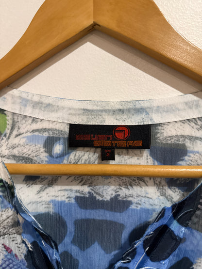 Seven Sisters Printed Silk Top Size 2 | U/Arm to U/Arm 48cm