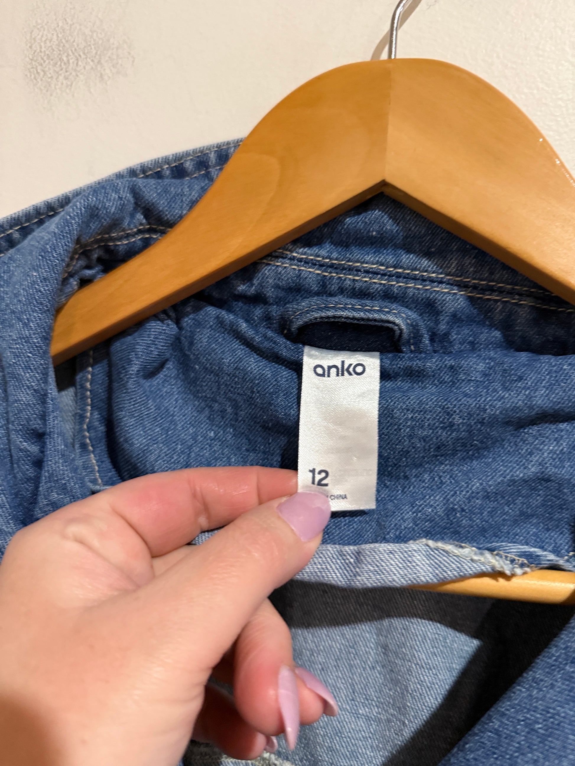 Anko Cropped Denim Trench Jacket Size 12