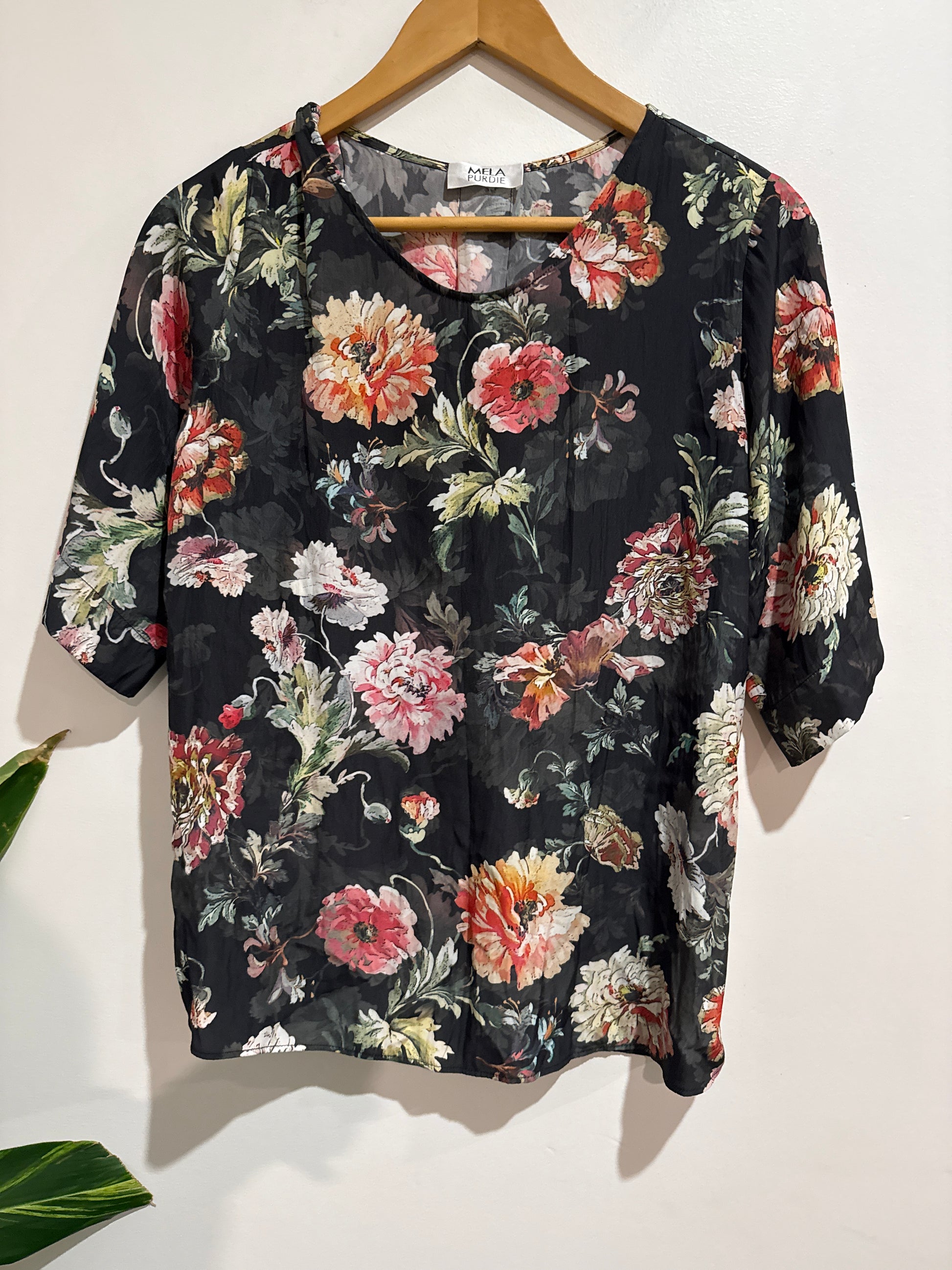 Mela Purdie Floral Short-sleeve Top Size XS