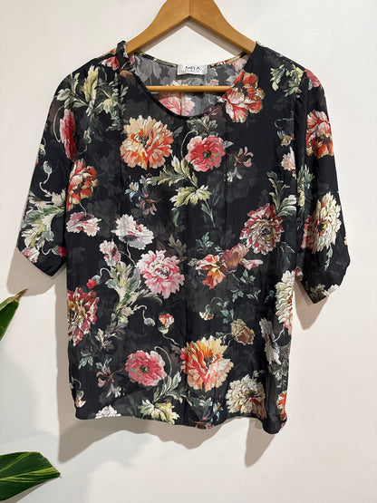 Mela Purdie Floral Short-sleeve Top Size XS