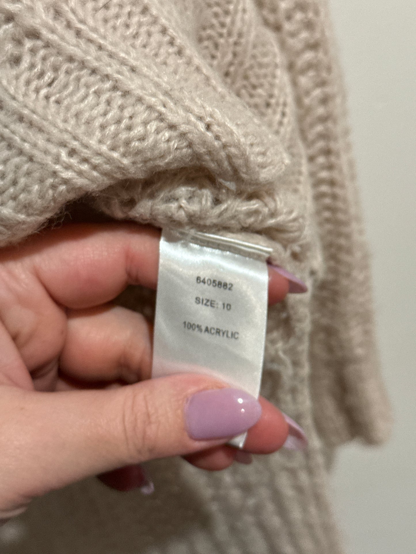 Izabel Oversized Beige Sweater Size 10