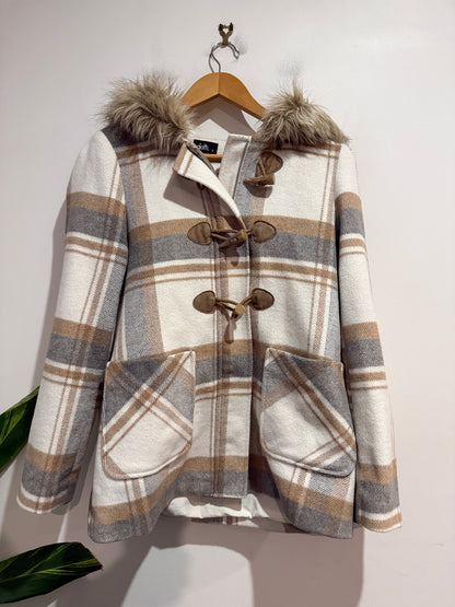 Dotti Plaid Toggle Coat Size 8