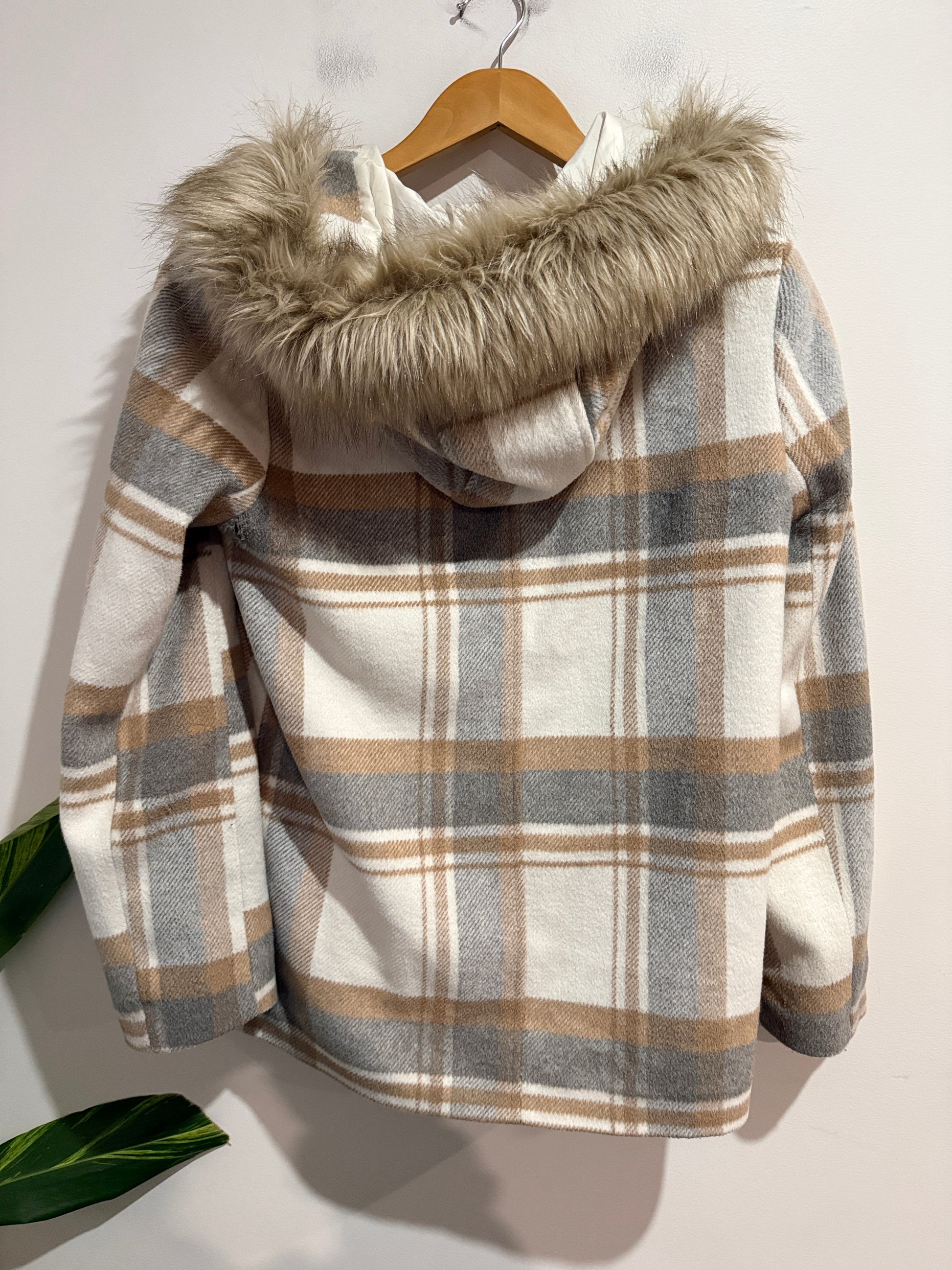 Dotti Plaid Toggle Coat Size 8