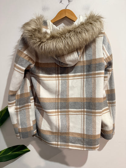 Dotti Plaid Toggle Coat Size 8