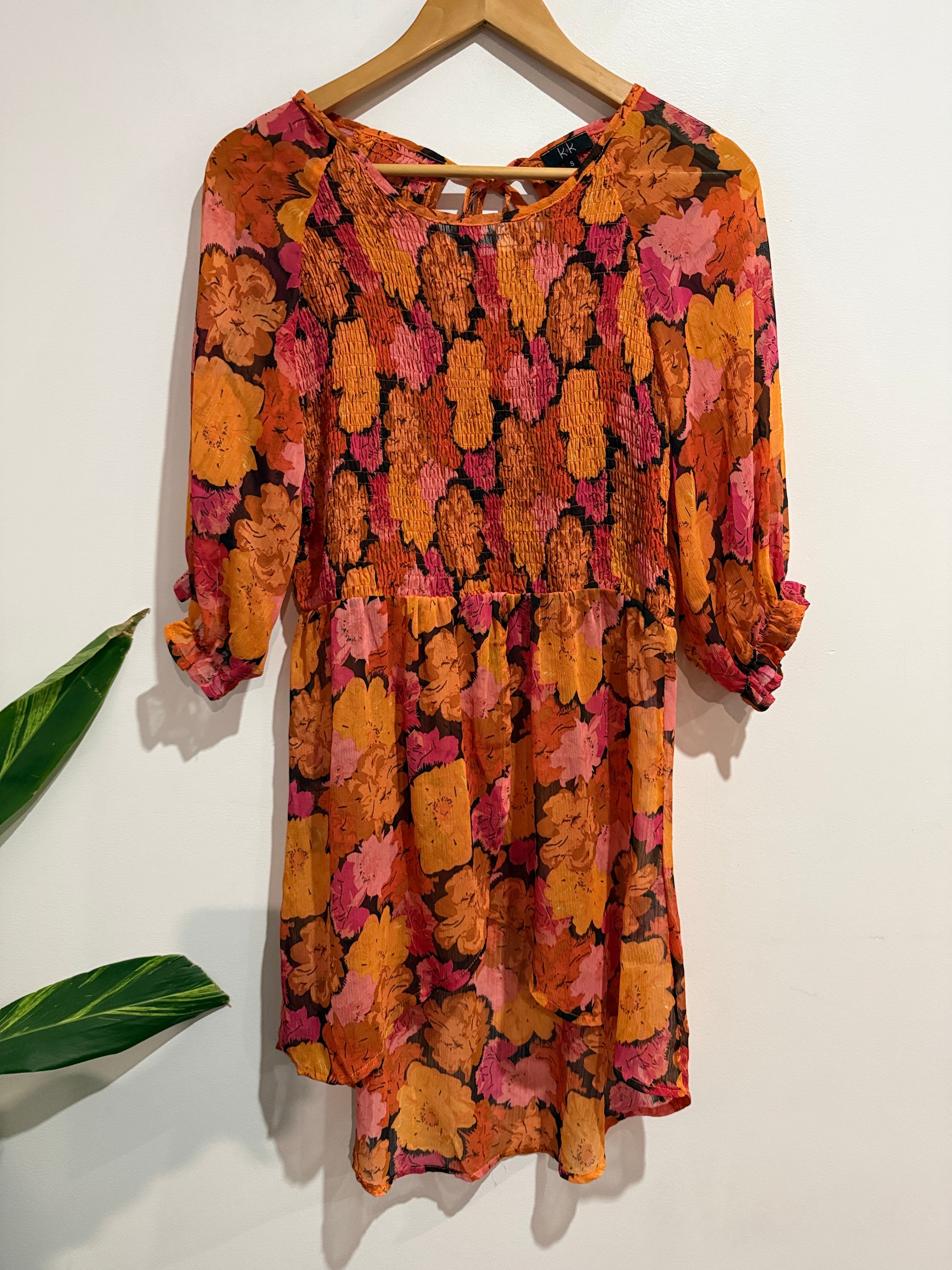 K & K Floral Print Georgette Dress Size S | U/Arm to U/Arm 43cm
