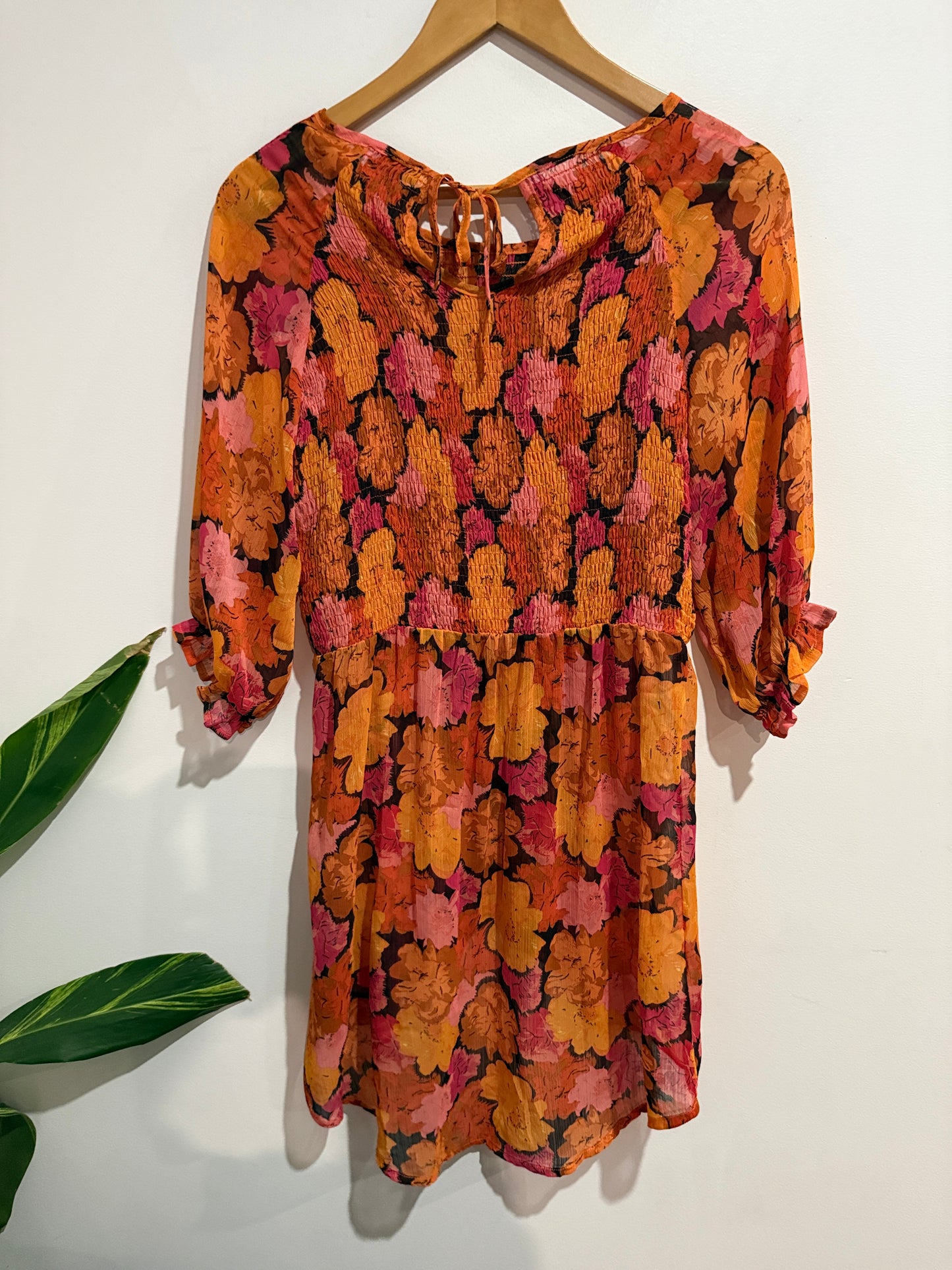 K & K Floral Print Georgette Dress Size S | U/Arm to U/Arm 43cm