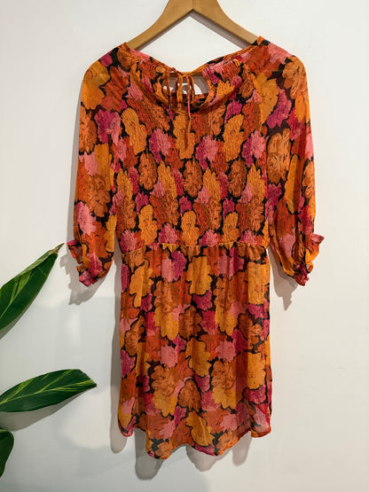 K & K Floral Print Georgette Dress Size S | U/Arm to U/Arm 43cm