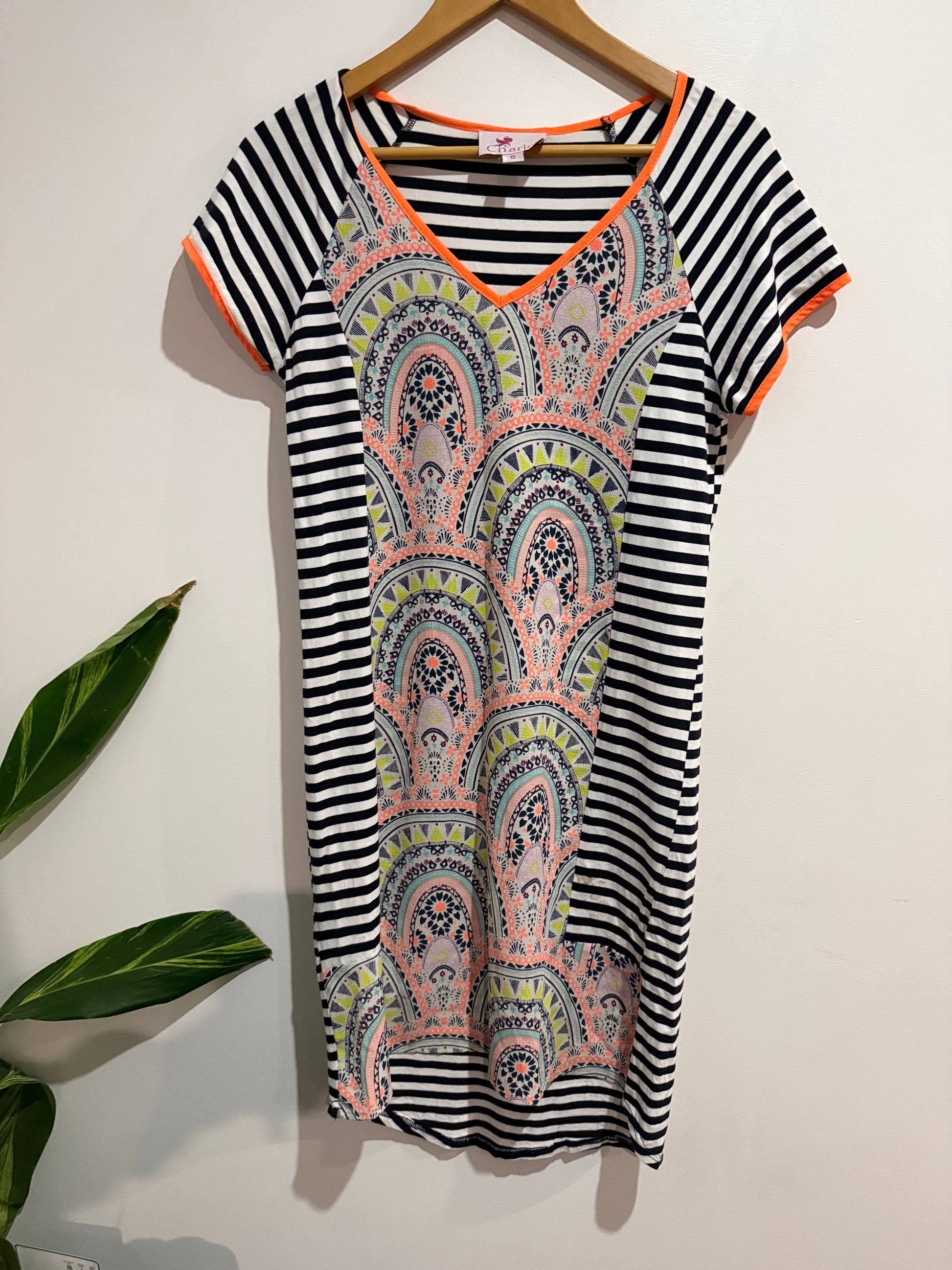 Charlo Short-sleeved Shift Dress Size 8
