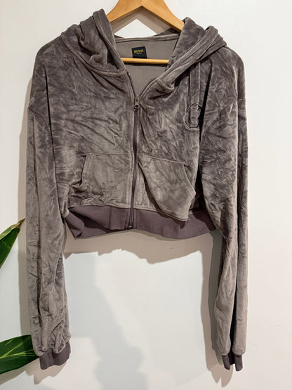 Royal Cropped Velour Zip-up Hoodie Size XL