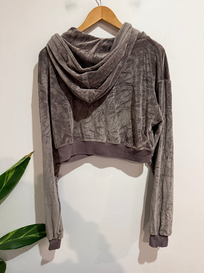 Royal Cropped Velour Zip-up Hoodie Size XL