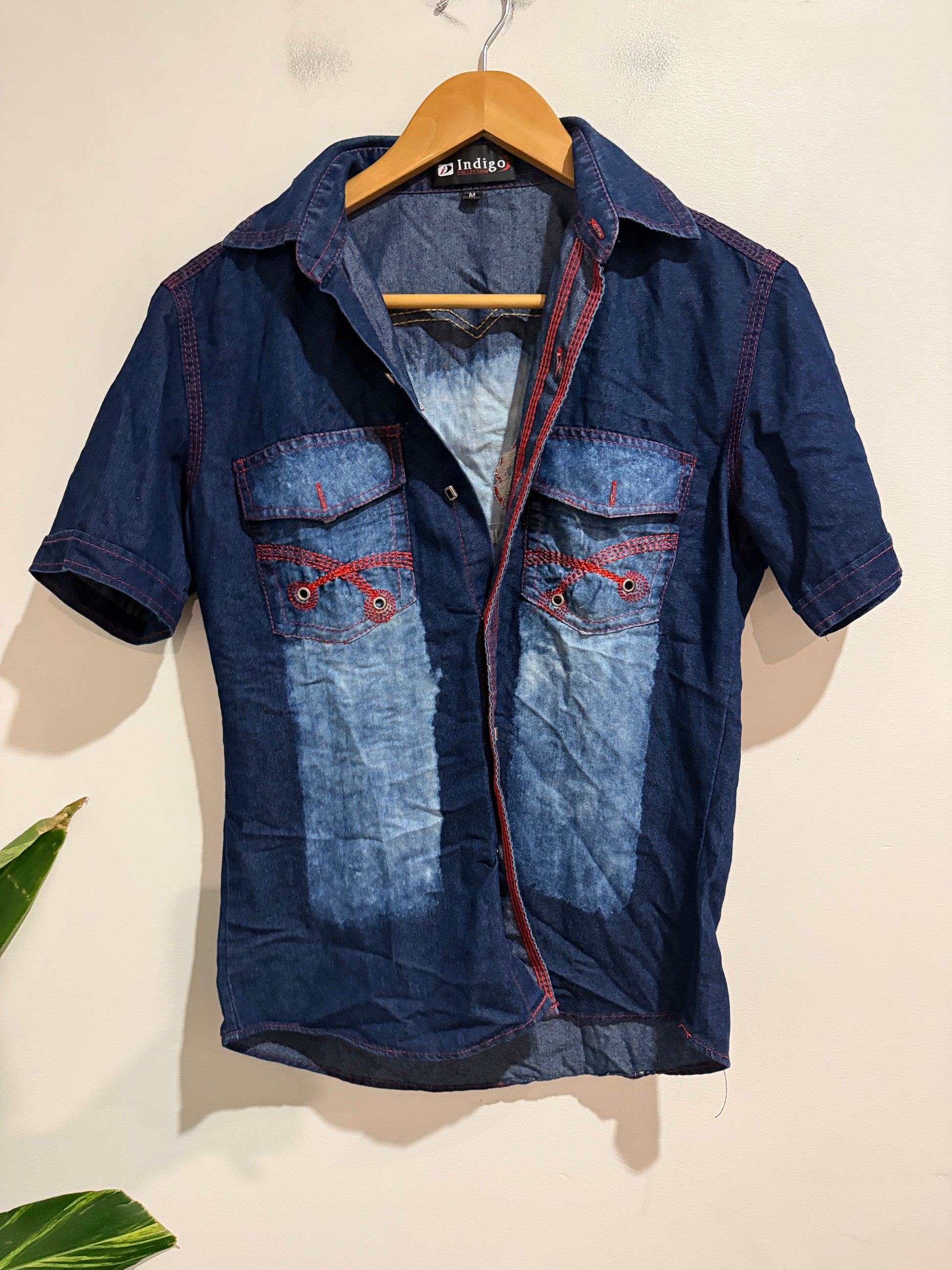 Indigo Collection Size M Embroidered Denim Shirt
