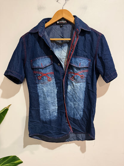 Indigo Collection Size M Embroidered Denim Shirt