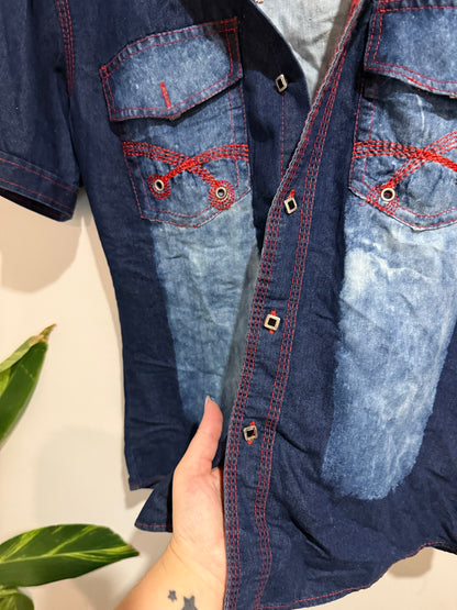 Indigo Collection Size M Embroidered Denim Shirt